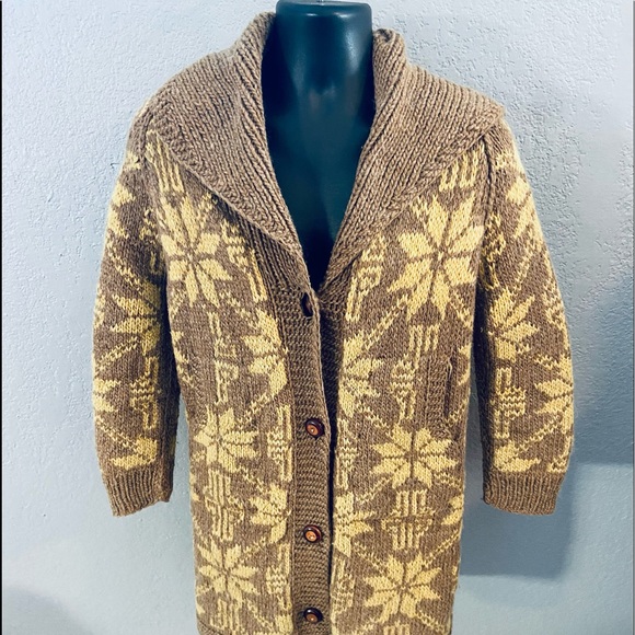 Handmade Wool Cardigan Sweater w/ Big Bold Beautiful Collar - Picture 3 of 11